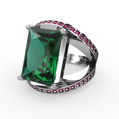 Yeşil kuvars ve rodolit garnet 925 ayar gümüş yüzük