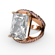 Reyala Yüzük - Swarovski ve pembe kuvars 925 ayar rose altın kaplama gümüş yüzük #ckhfb0