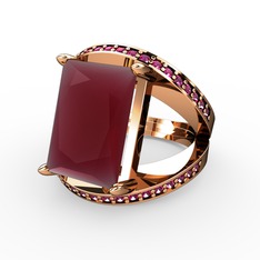 Reyala Yüzük - Kök yakut ve rodolit garnet 925 ayar rose altın kaplama gümüş yüzük #dyxqic