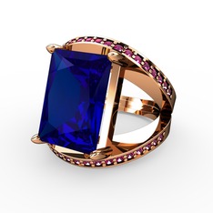 Lab safir ve rodolit garnet 925 ayar rose altın kaplama gümüş yüzük