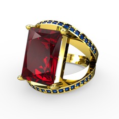 Reyala Yüzük - Garnet ve lab safir 8 ayar altın yüzük #ib09xb