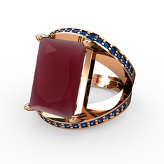 Reyala Yüzük - Kök yakut ve lab safir 18 ayar rose altın yüzük #lmyxwq