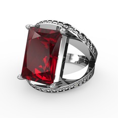 Garnet ve swarovski 925 ayar gümüş yüzük