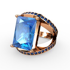 Reyala Yüzük - Akuamarin ve lab safir 14 ayar rose altın yüzük #q8i5pd