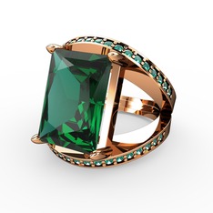 Yeşil kuvars 925 ayar rose altın kaplama gümüş yüzük