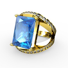 Reyala Yüzük - Akuamarin ve swarovski 14 ayar altın yüzük #sntrqi