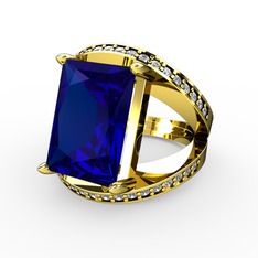 Reyala Yüzük - Lab safir ve pırlanta 18 ayar altın yüzük (0.6 karat) #t6ji6b