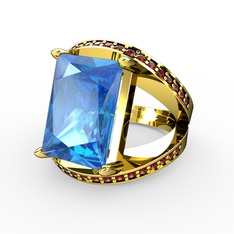 Reyala Yüzük - Akuamarin ve garnet 925 ayar altın kaplama gümüş yüzük #tuobmk