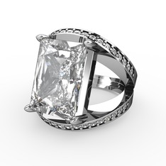 Swarovski ve pırlanta 14 ayar beyaz altın yüzük (0.6 karat)