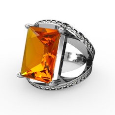 Reyala Yüzük - Sitrin ve swarovski 18 ayar beyaz altın yüzük #vgw47