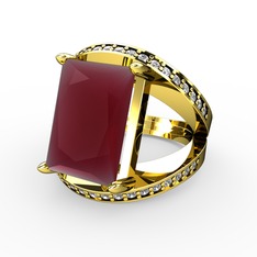 Reyala Yüzük - Kök yakut ve swarovski 18 ayar altın yüzük #y3l1w3