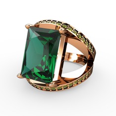 Yeşil kuvars ve peridot 925 ayar rose altın kaplama gümüş yüzük