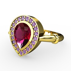 Rodolit garnet ve ametist 14 ayar altın yüzük