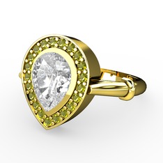 Esinti Yüzük - Swarovski ve peridot 18 ayar altın yüzük #10zqemq