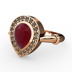 Esinti Yüzük - Kök yakut ve dumanlı kuvars 18 ayar rose altın yüzük #11z9j6