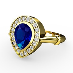 Lab safir ve swarovski 8 ayar altın yüzük