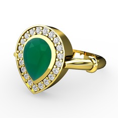 Esinti Yüzük - Kök zümrüt ve swarovski 18 ayar altın yüzük #1483lmh