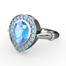 Akuamarin 8 ayar beyaz altın yüzük