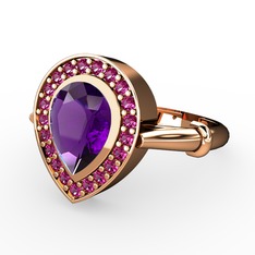 Esinti Yüzük - Ametist ve rodolit garnet 18 ayar rose altın yüzük #14gkpaj