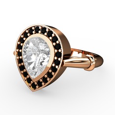 Esinti Yüzük - Swarovski ve siyah zirkon 925 ayar rose altın kaplama gümüş yüzük #15dgfno