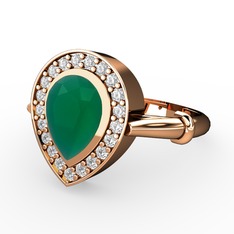 Esinti Yüzük - Kök zümrüt ve swarovski 8 ayar rose altın yüzük #1623yn4