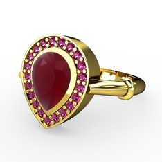 Esinti Yüzük - Kök yakut ve rodolit garnet 14 ayar altın yüzük #17hc0k4