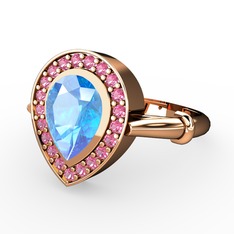 Esinti Yüzük - Akuamarin ve pembe kuvars 925 ayar rose altın kaplama gümüş yüzük #180eyna