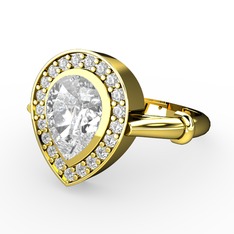 Swarovski ve pırlanta 18 ayar altın yüzük (0.22 karat)