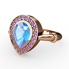 Esinti Yüzük - Akuamarin ve ametist 925 ayar rose altın kaplama gümüş yüzük #19bsrw3