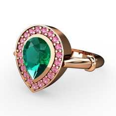 Yeşil kuvars ve pembe kuvars 8 ayar rose altın yüzük