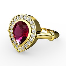 Esinti Yüzük - Rodolit garnet ve beyaz zirkon 18 ayar altın yüzük #1afohvz