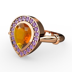 Esinti Yüzük - Sitrin ve ametist 14 ayar rose altın yüzük #1b3t5rx