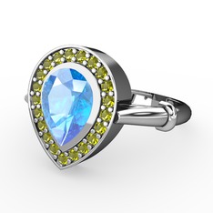 Akuamarin ve peridot 925 ayar gümüş yüzük
