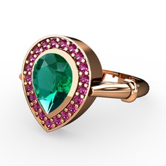 Yeşil kuvars ve rodolit garnet 8 ayar rose altın yüzük