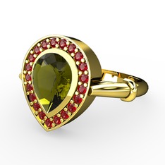 Esinti Yüzük - Peridot ve garnet 18 ayar altın yüzük #1gpbjwo