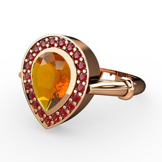 Esinti Yüzük - Sitrin ve garnet 925 ayar rose altın kaplama gümüş yüzük #1gvgq52