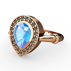 Esinti Yüzük - Akuamarin ve dumanlı kuvars 8 ayar rose altın yüzük #1h1z11b