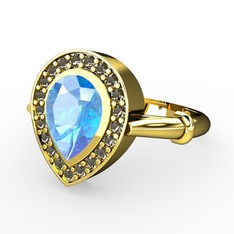 Esinti Yüzük - Akuamarin ve dumanlı kuvars 14 ayar altın yüzük #1jjom09