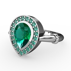 Esinti Yüzük - Yeşil kuvars 8 ayar beyaz altın yüzük #1k5m4wc