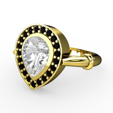 Swarovski ve siyah zirkon 925 ayar altın kaplama gümüş yüzük
