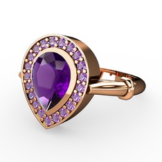 Esinti Yüzük - Ametist 14 ayar rose altın yüzük #1kgdzk4