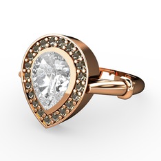 Esinti Yüzük - Swarovski ve dumanlı kuvars 14 ayar rose altın yüzük #1kuvxxk
