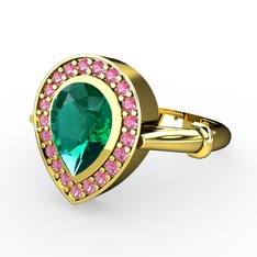 Esinti Yüzük - Yeşil kuvars ve pembe kuvars 14 ayar altın yüzük #1mboubw