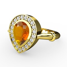 Esinti Yüzük - Sitrin ve swarovski 14 ayar altın yüzük #1ncgoi4