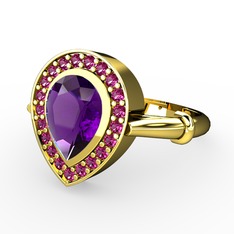 Ametist ve rodolit garnet 14 ayar altın yüzük