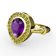 Esinti Yüzük - Ametist ve peridot 14 ayar altın yüzük #1pminp9