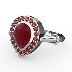 Esinti Yüzük - Kök yakut ve garnet 18 ayar beyaz altın yüzük #1q307r