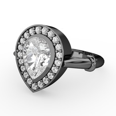 Esinti Yüzük - Swarovski ve pırlanta 925 ayar siyah rodyum kaplama gümüş yüzük (0.22 karat) #1q61bee