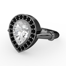 Esinti Yüzük - Swarovski ve siyah zirkon 925 ayar siyah rodyum kaplama gümüş yüzük #1qqgvde