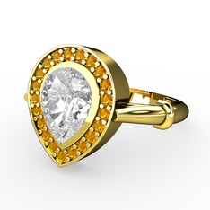 Esinti Yüzük - Swarovski ve sitrin 18 ayar altın yüzük #1rgfkp0